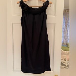 Black satin dress, size 6, lavender label